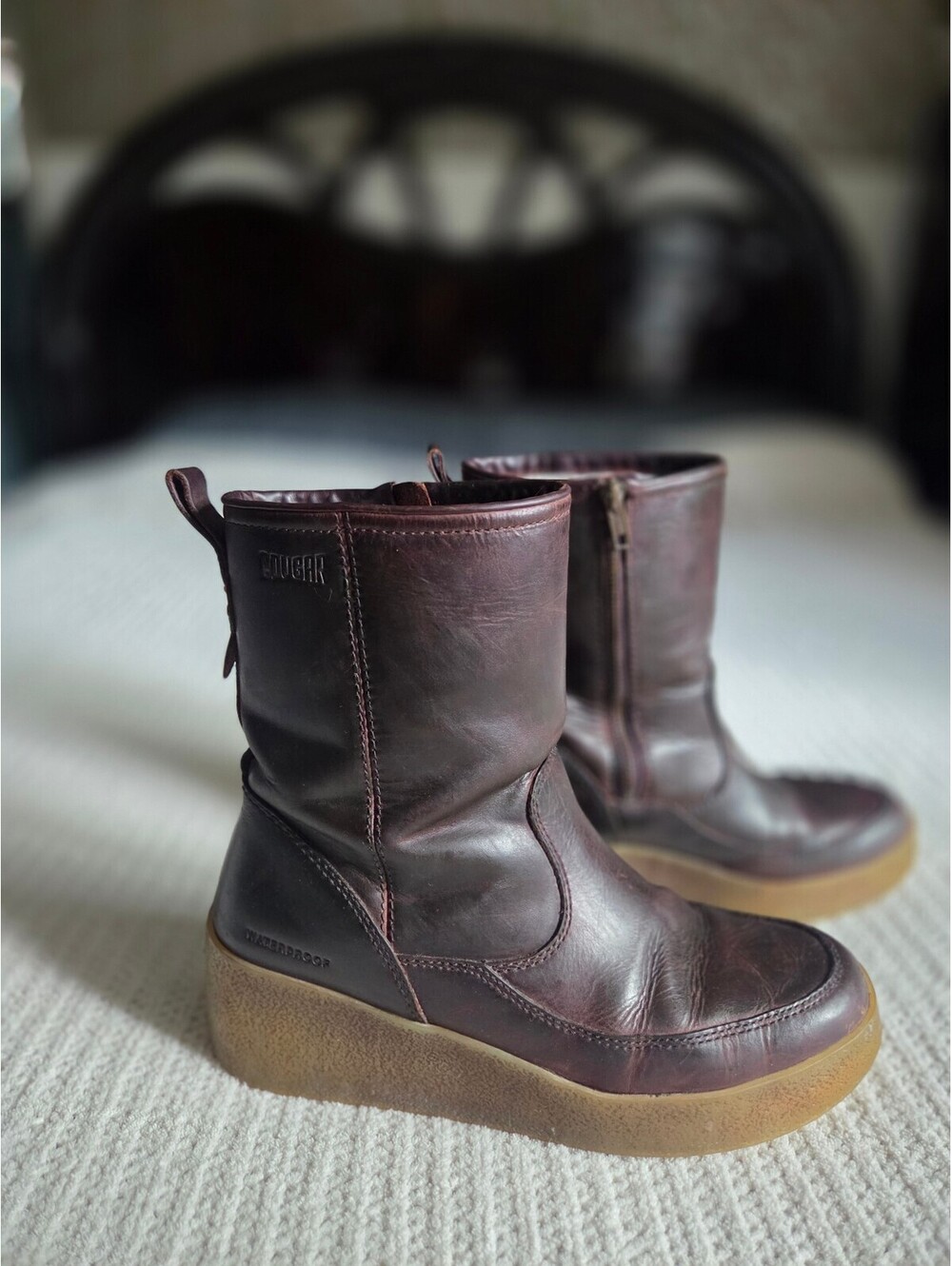 COUGAR Waterproof Brown Leather Platform Boots US 10 / EU 41